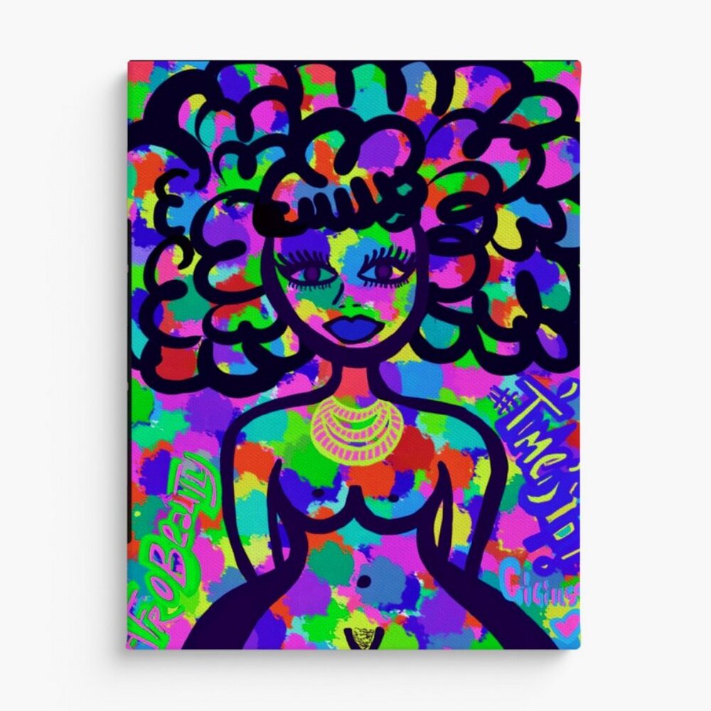 NEW! AFRO BEAUTY my ART Canvas Print Background SOFT PURPLE 👩🏽‍🎤